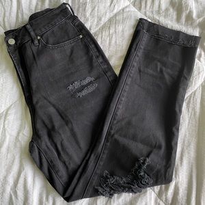 Pac Sun Black/Grey Ripped Mom Jeans